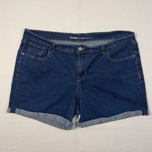 Classic Old Navy Womens 16 Curvy Profile Denim Shorts Dark Wash Cuffed Blue
